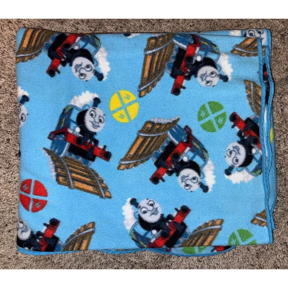 Thomas The Train Blue Print Fleece‎ Homemade Blanket 32x56